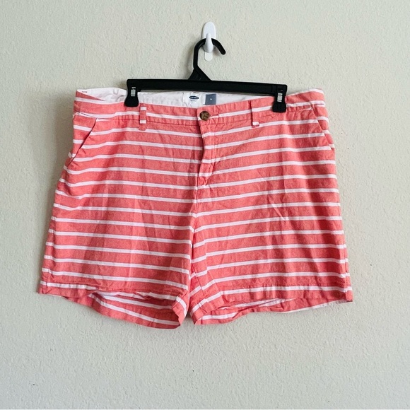 Old Navy Women's Striped Coral chine Shorts size 14 summer casual coastal beach - Picture 1 of 8